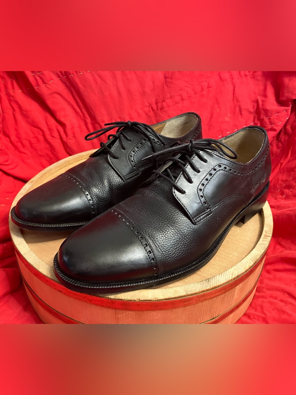Bostonian Classics Wide Men's Black Leather Cap Toe Oxford Dress Shoes 9W